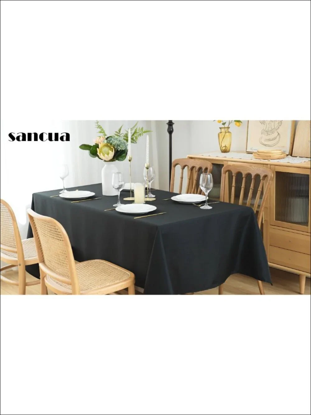 8 Pack 54x108 Inch Rectangular Polyester Tablecloths for 6 Ft Tables